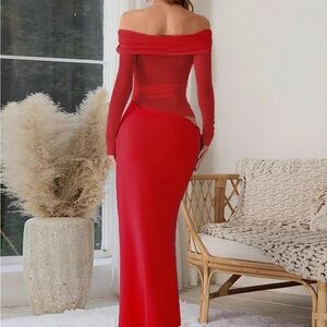 Elegant Red Off-Shoulder Dress